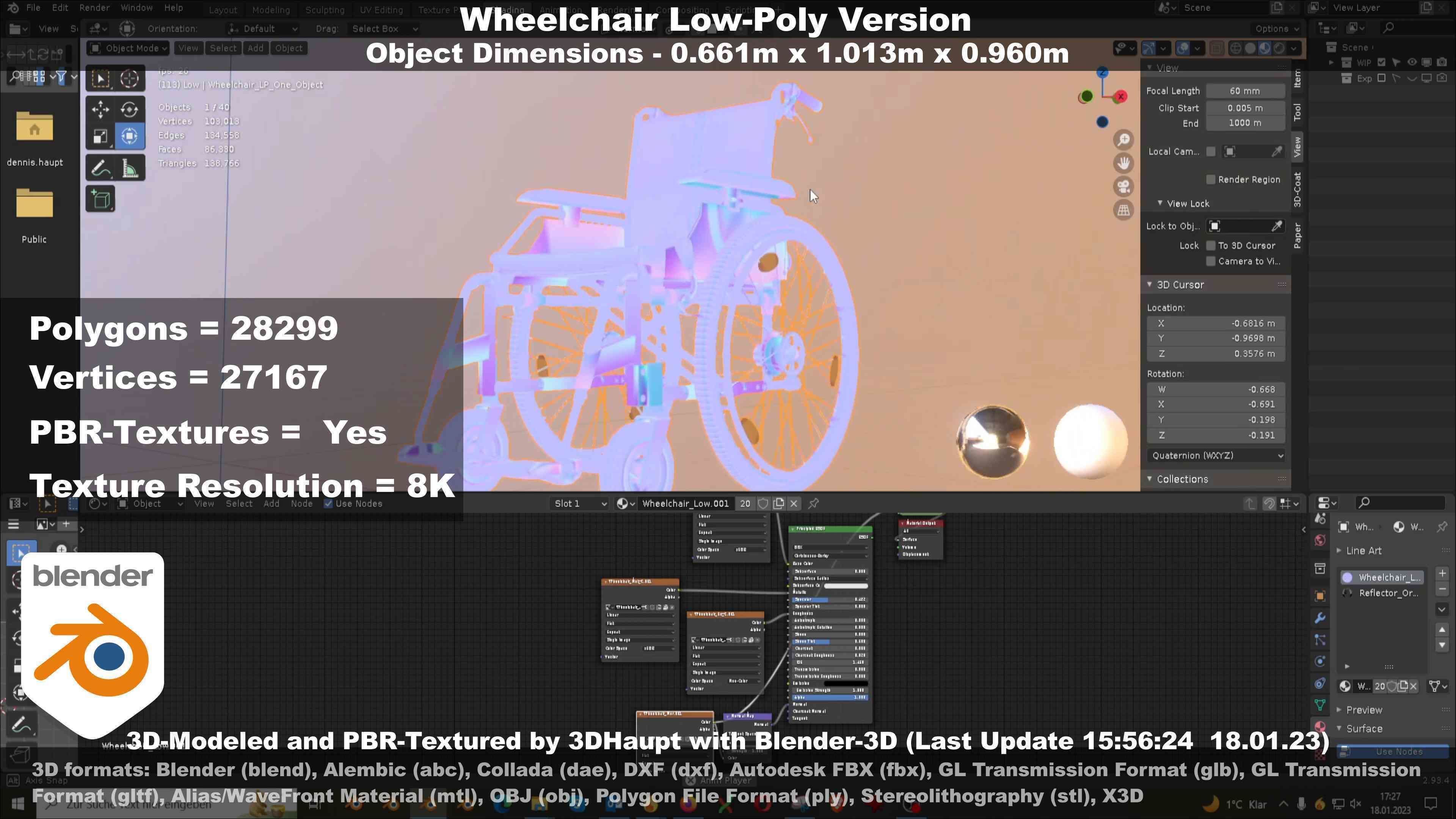Wheelchair High-Poly and Low-Poly Version 3D Model Collection_37