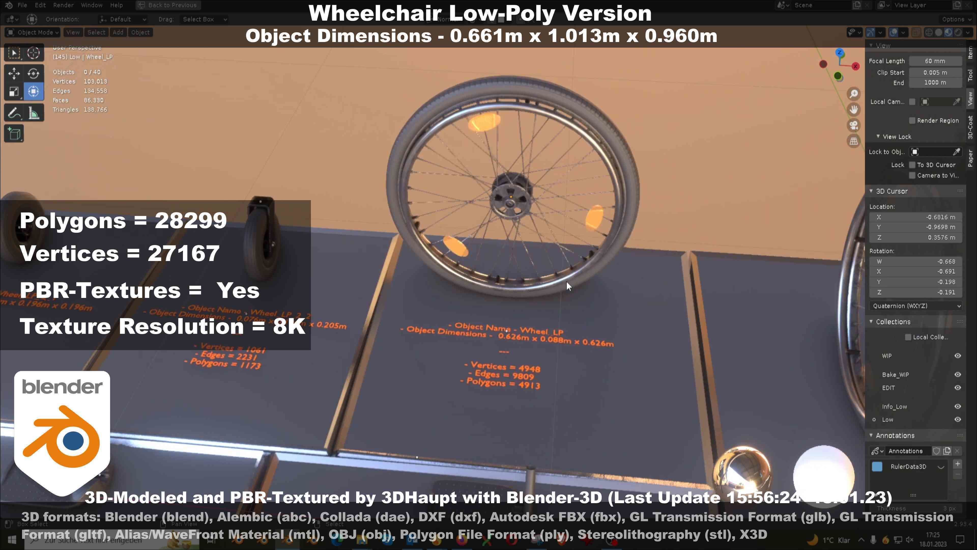 Wheelchair High-Poly and Low-Poly Version 3D Model Collection_73