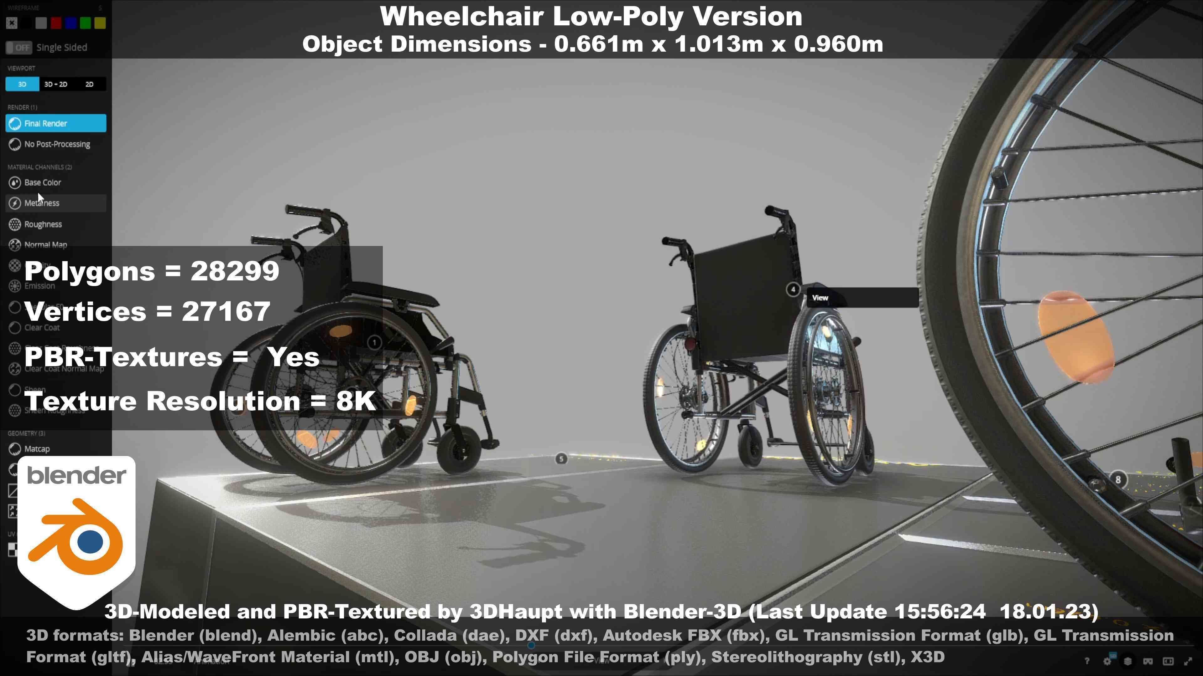 Wheelchair High-Poly and Low-Poly Version 3D Model Collection_55