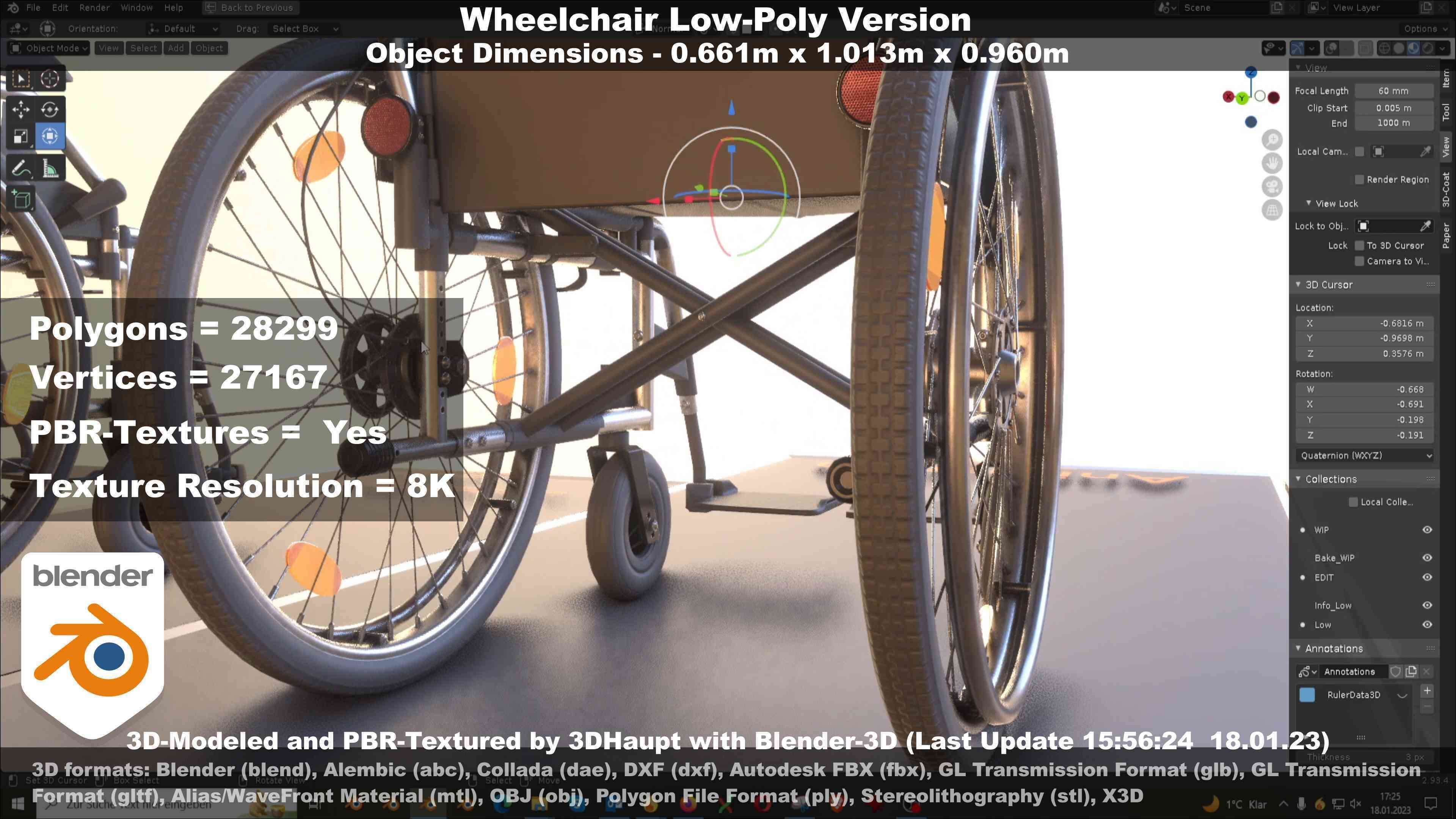 Wheelchair High-Poly and Low-Poly Version 3D Model Collection_54