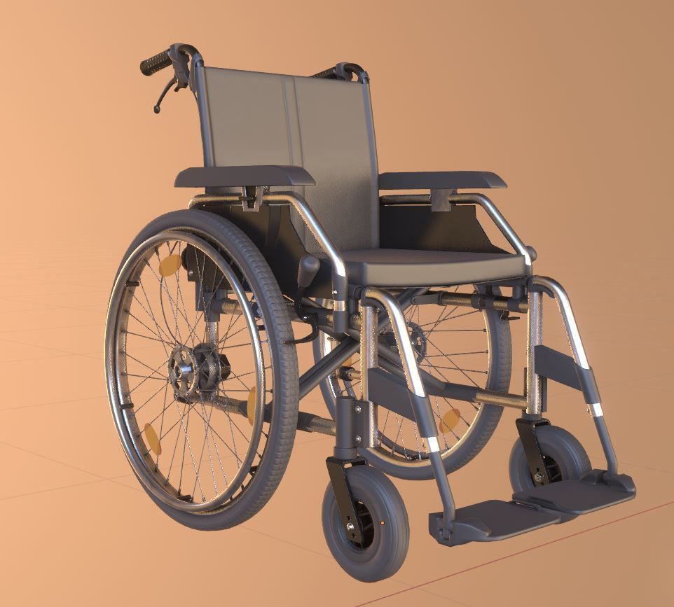 Wheelchair High-Poly and Low-Poly Version 3D Model Collection_25