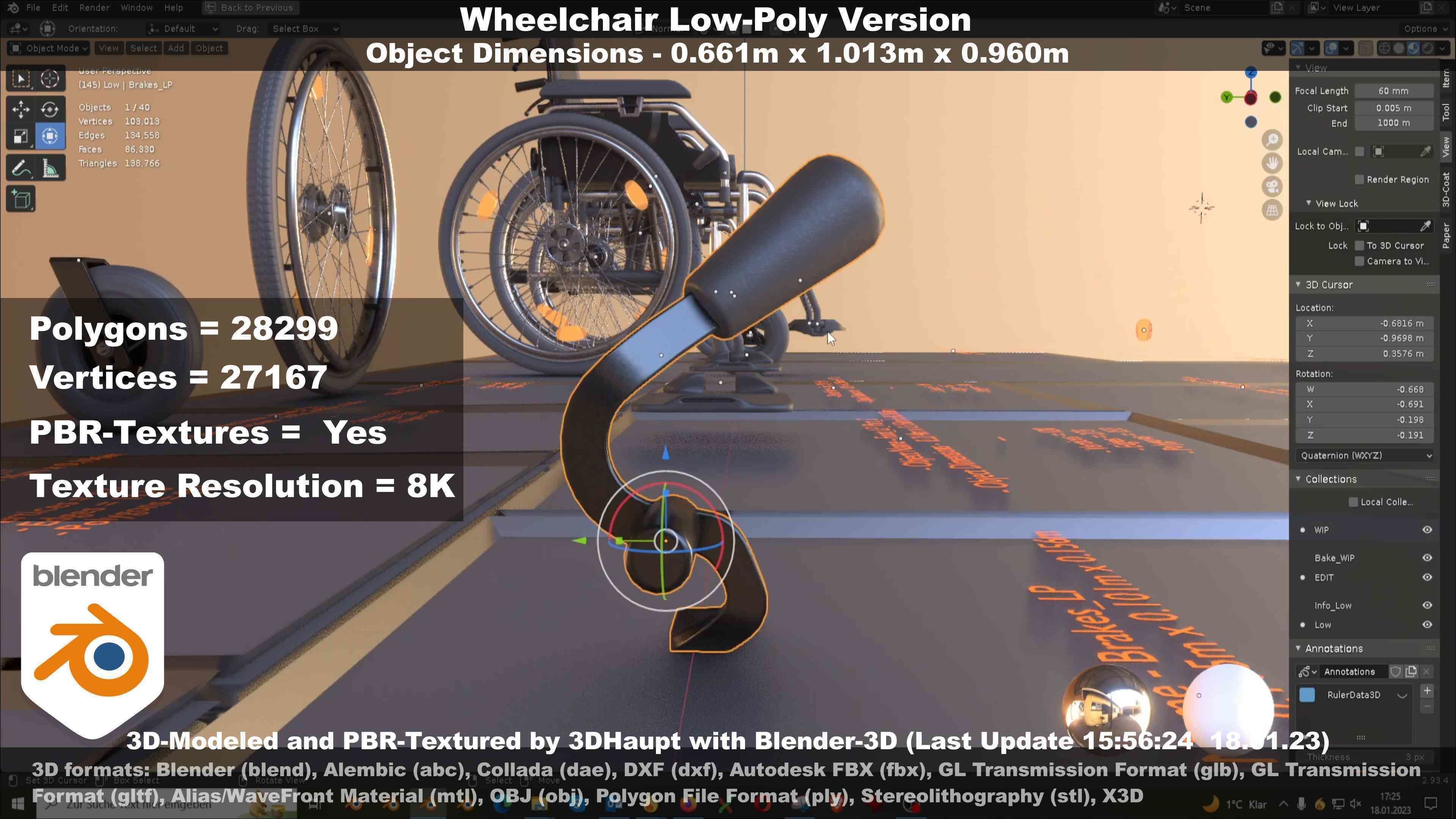 Wheelchair High-Poly and Low-Poly Version 3D Model Collection_61