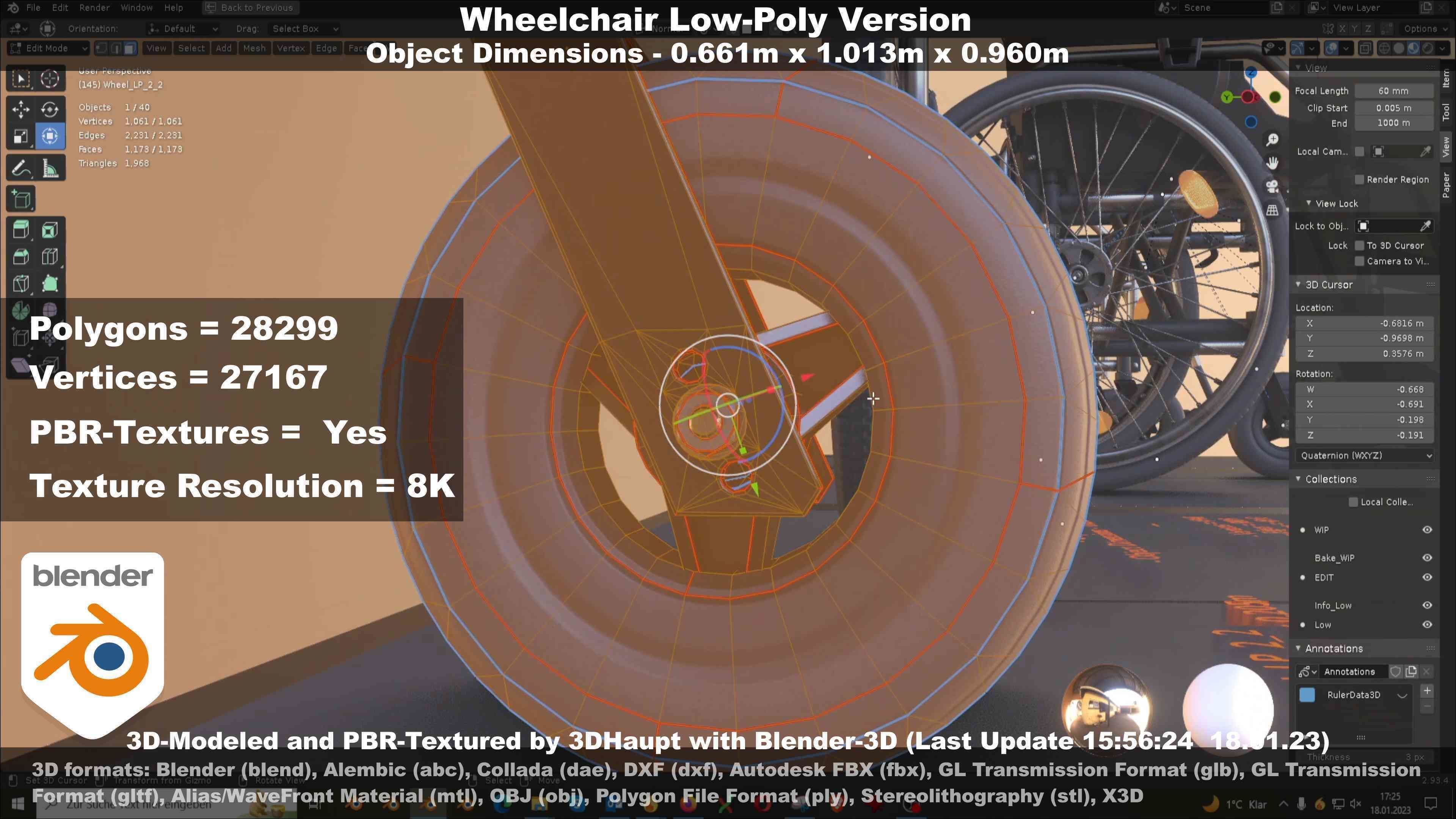 Wheelchair High-Poly and Low-Poly Version 3D Model Collection_47