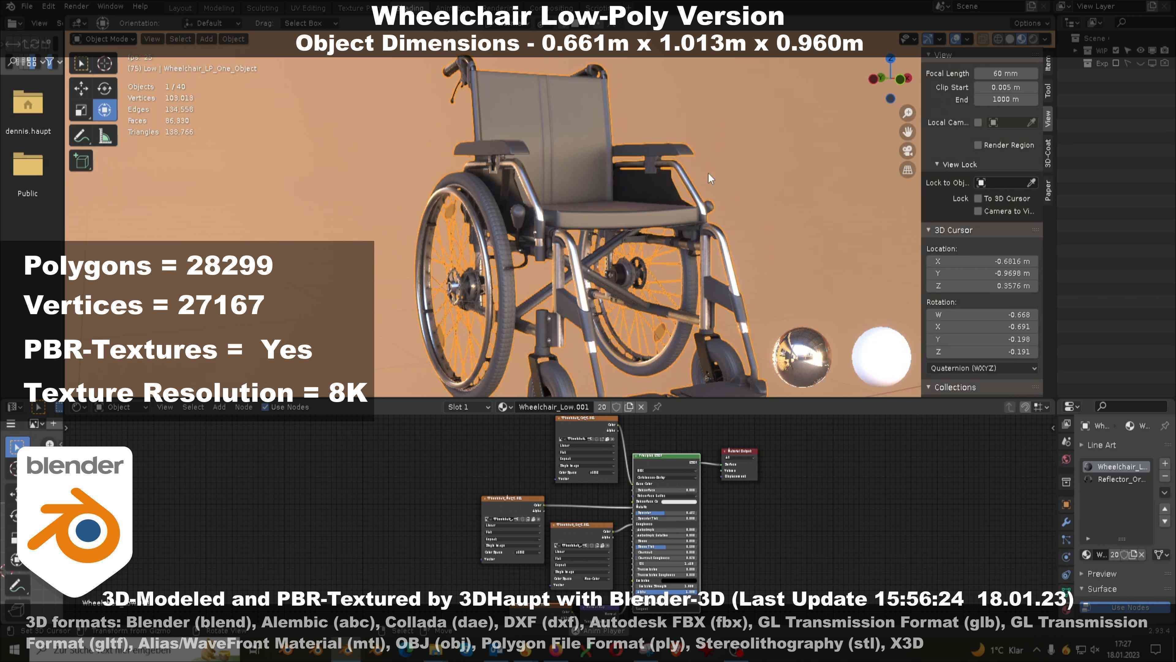 Wheelchair High-Poly and Low-Poly Version 3D Model Collection_42