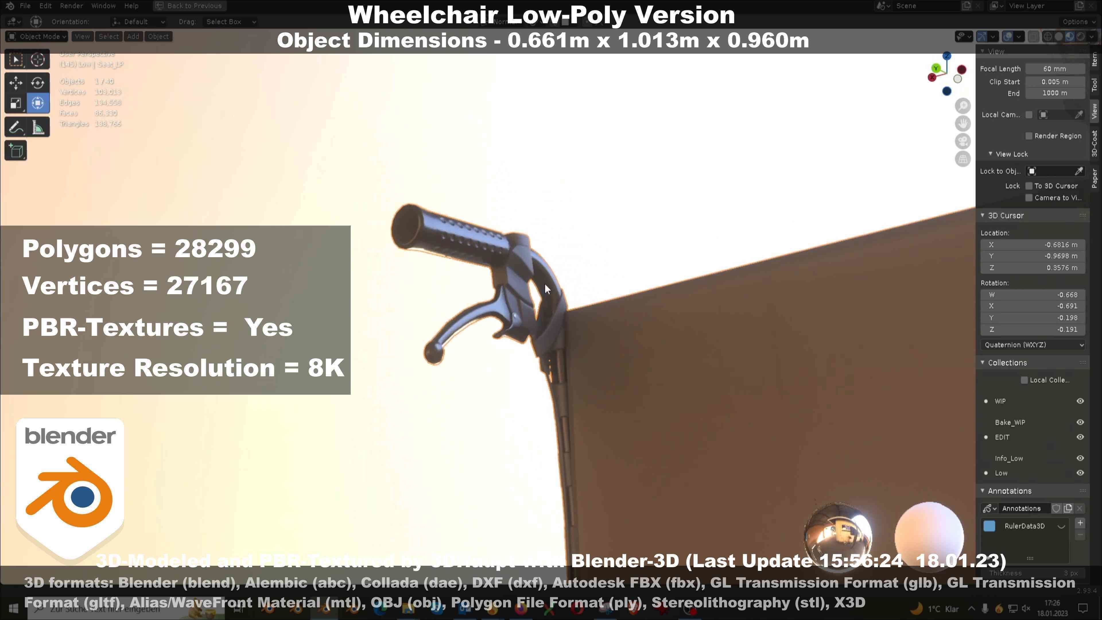Wheelchair High-Poly and Low-Poly Version 3D Model Collection_78