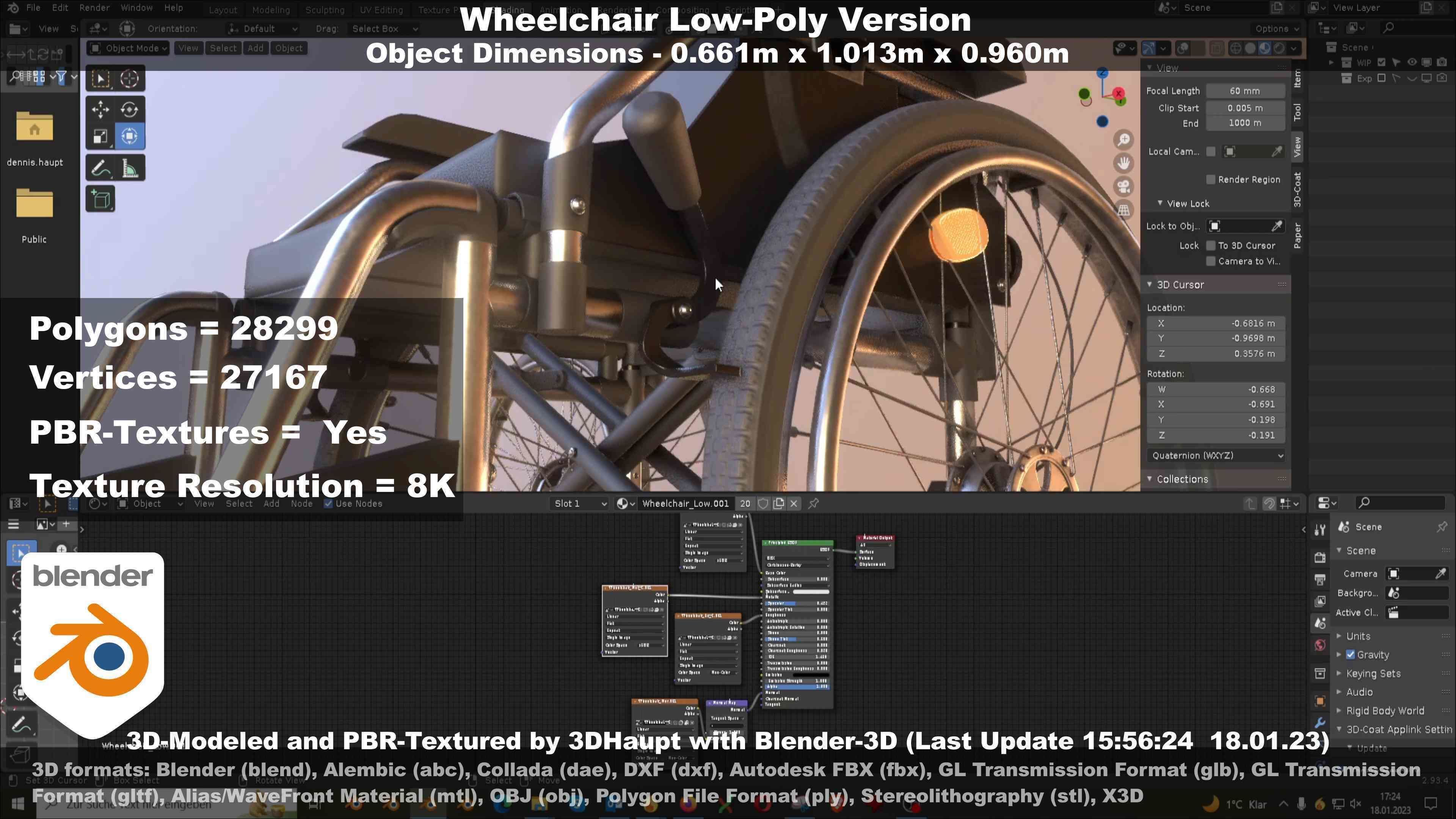 Wheelchair High-Poly and Low-Poly Version 3D Model Collection_70
