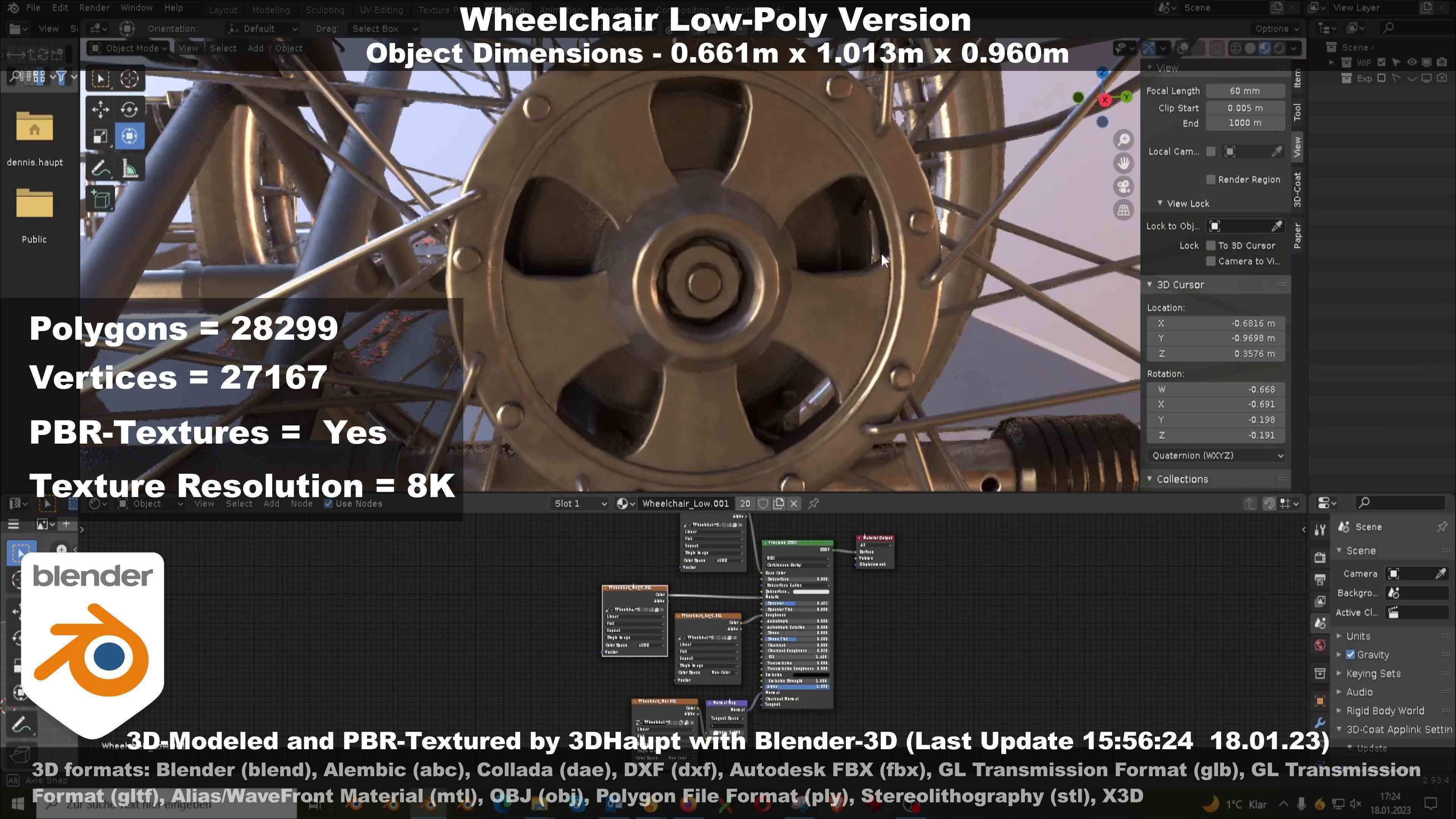 Wheelchair High-Poly and Low-Poly Version 3D Model Collection_46