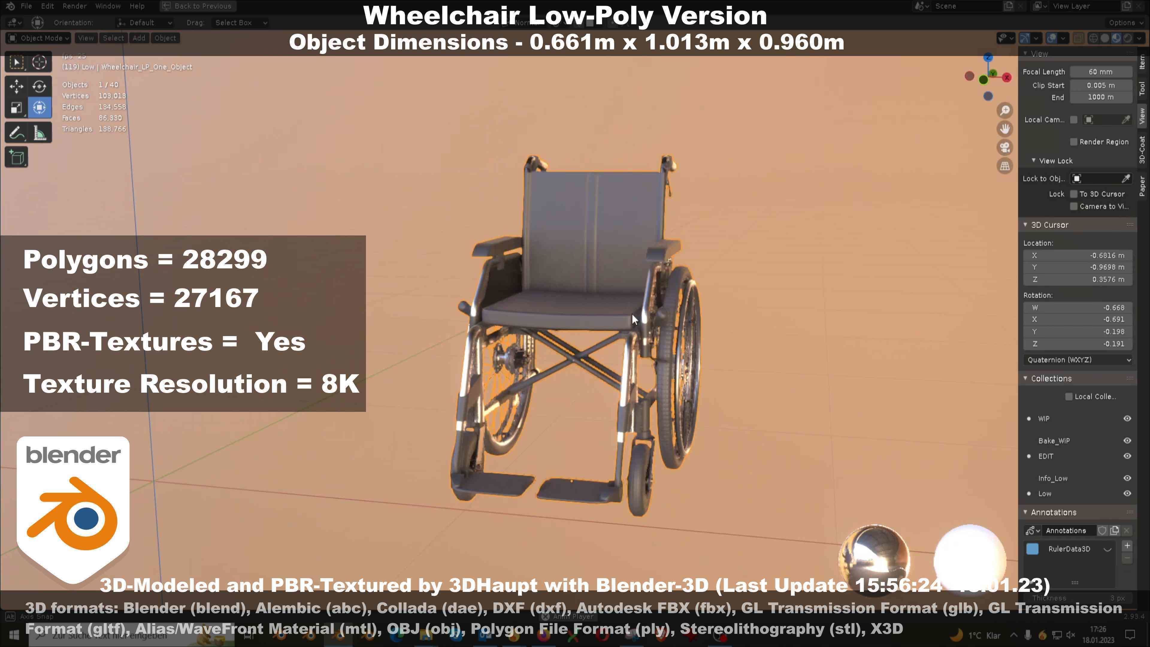 Wheelchair High-Poly and Low-Poly Version 3D Model Collection_67