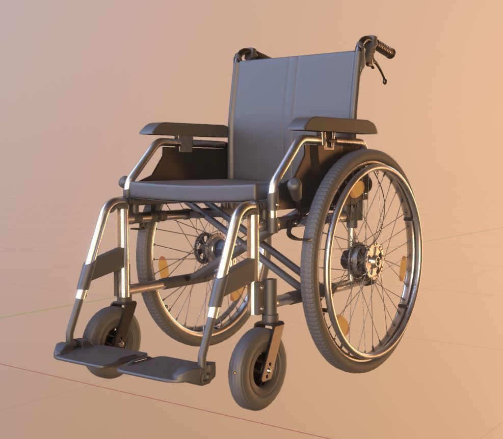 Wheelchair High-Poly and Low-Poly Version 3D Model Collection_30