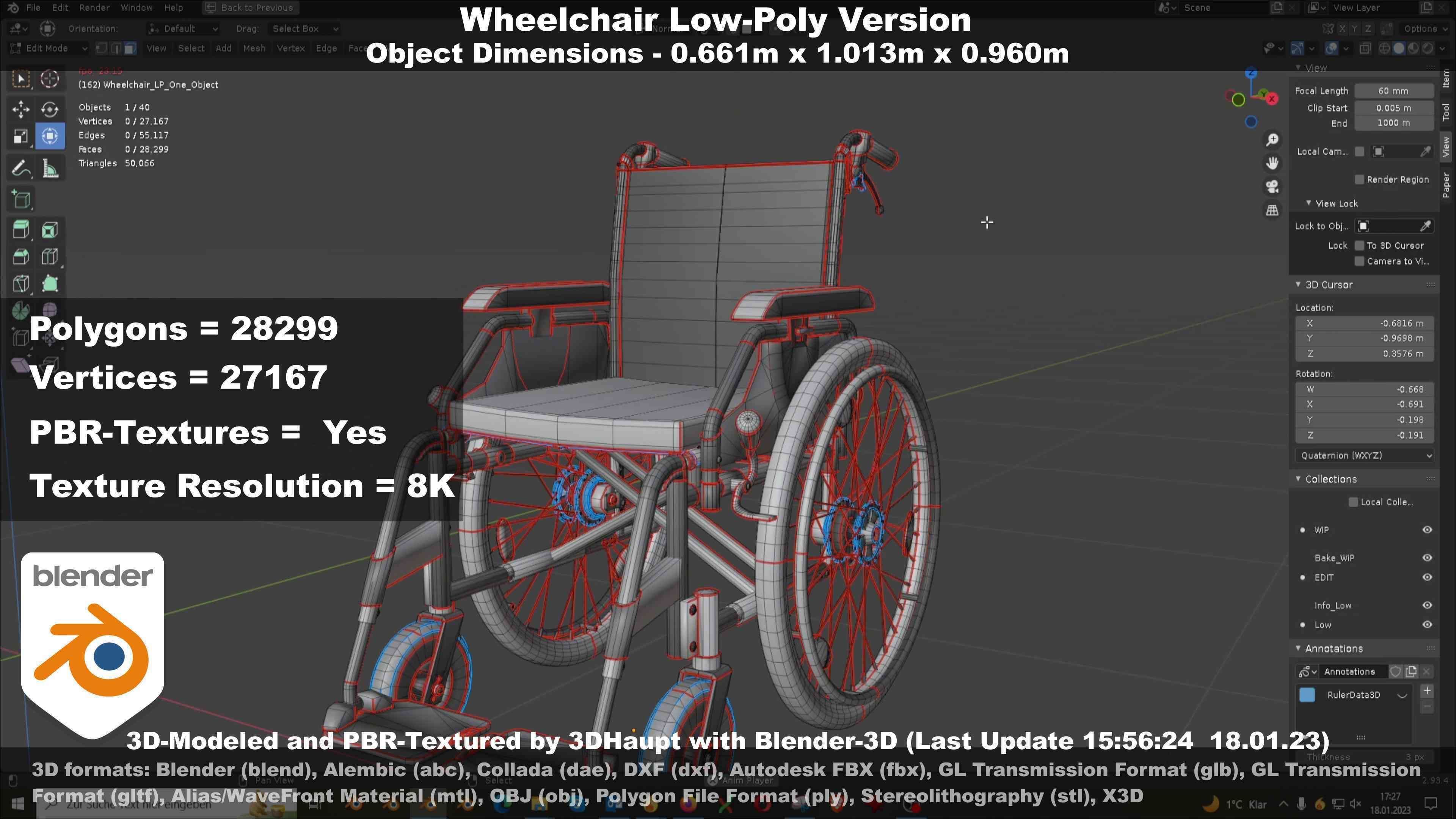 Wheelchair High-Poly and Low-Poly Version 3D Model Collection_79