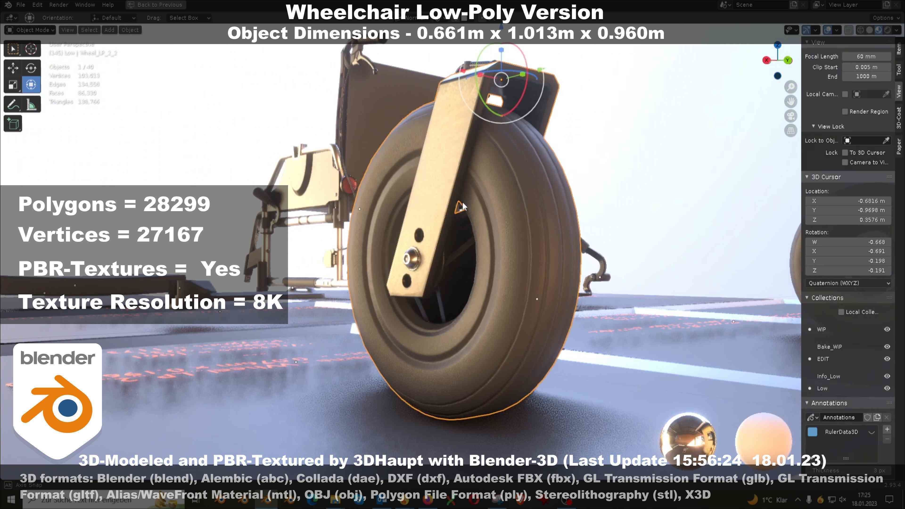 Wheelchair High-Poly and Low-Poly Version 3D Model Collection_51