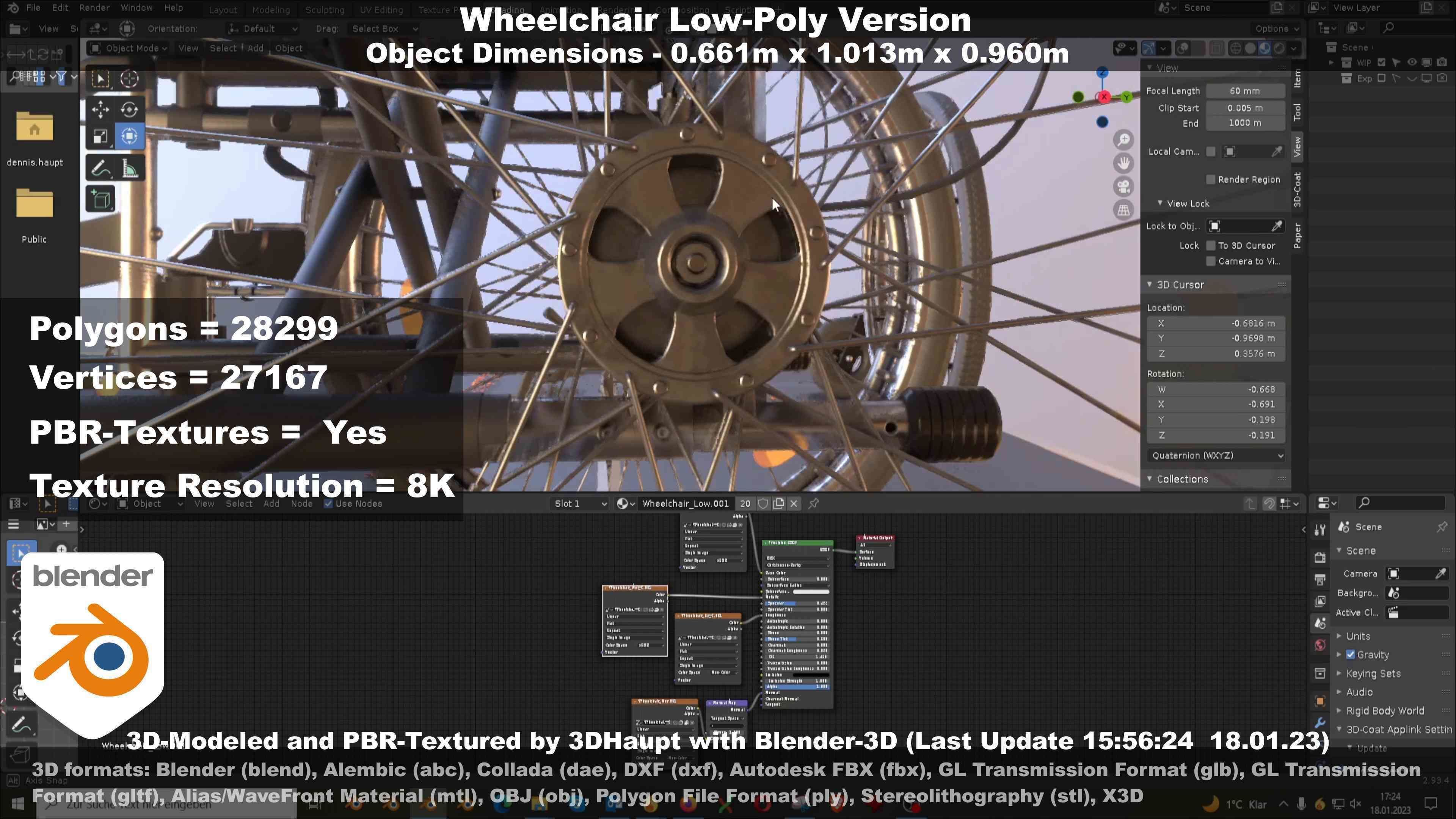 Wheelchair High-Poly and Low-Poly Version 3D Model Collection_48