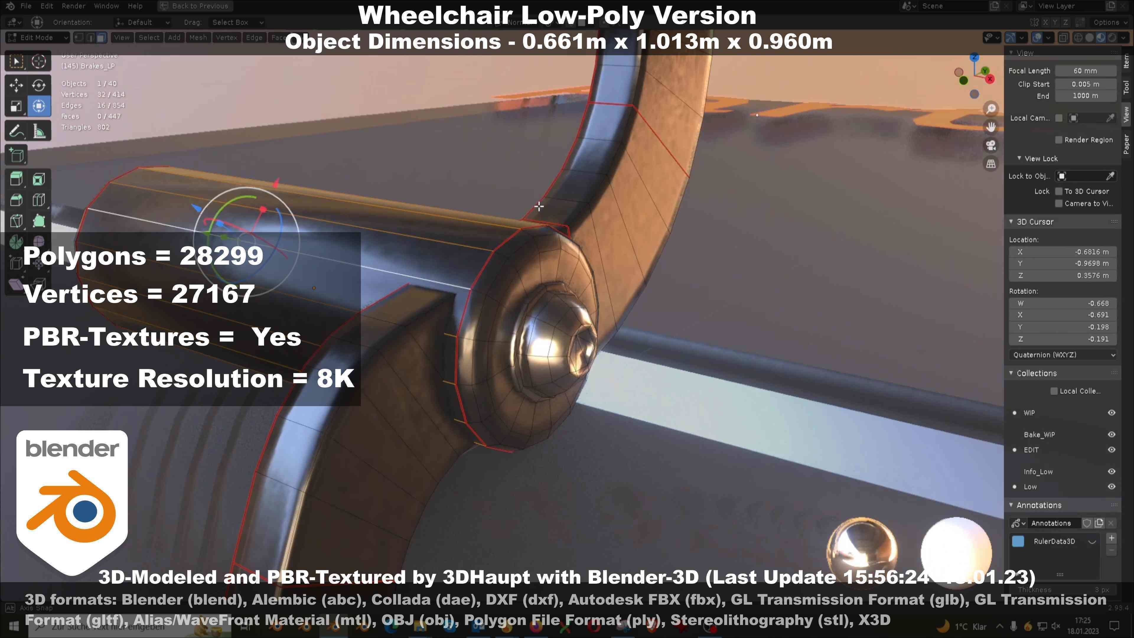 Wheelchair High-Poly and Low-Poly Version 3D Model Collection_68