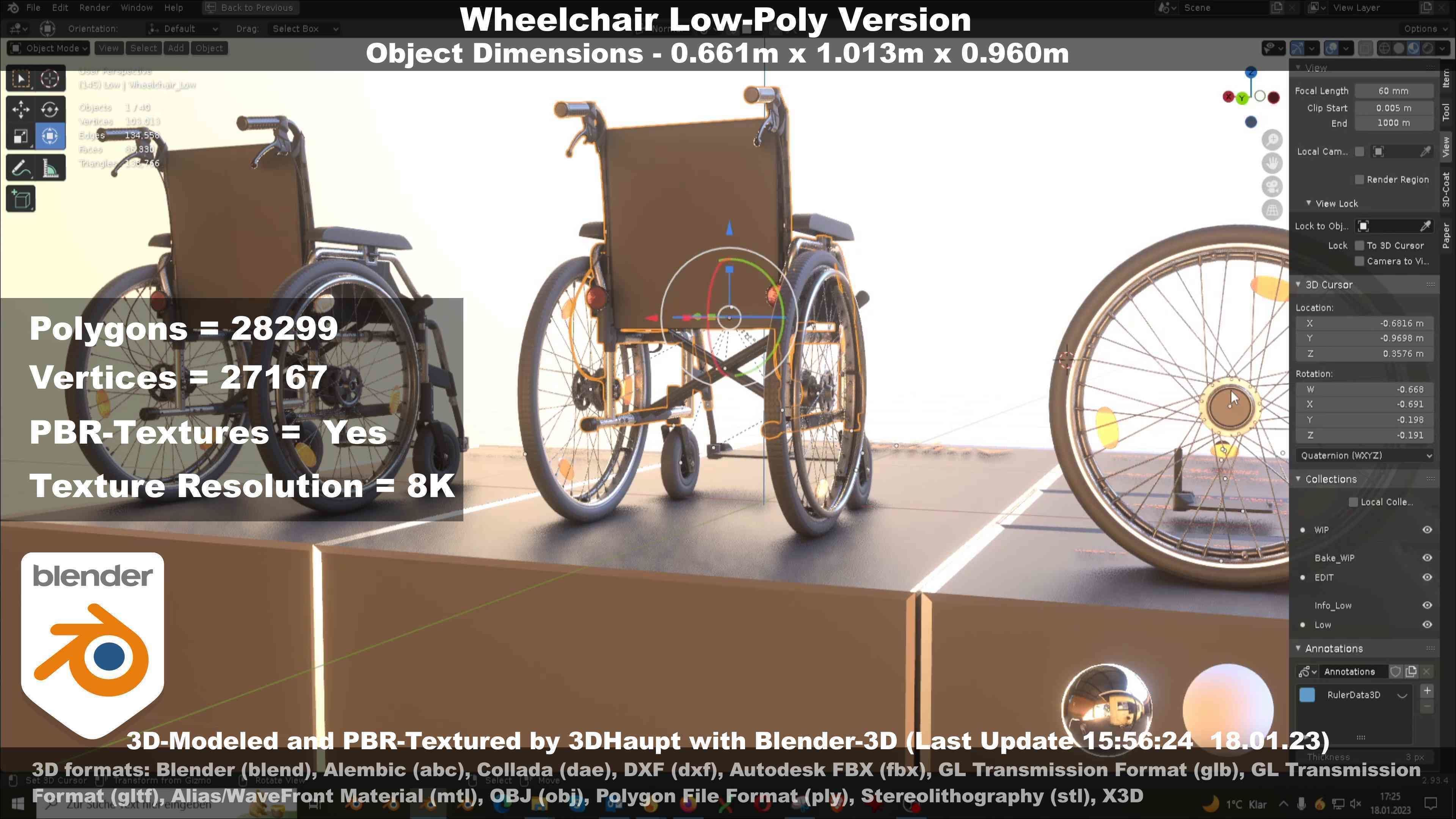 Wheelchair High-Poly and Low-Poly Version 3D Model Collection_71