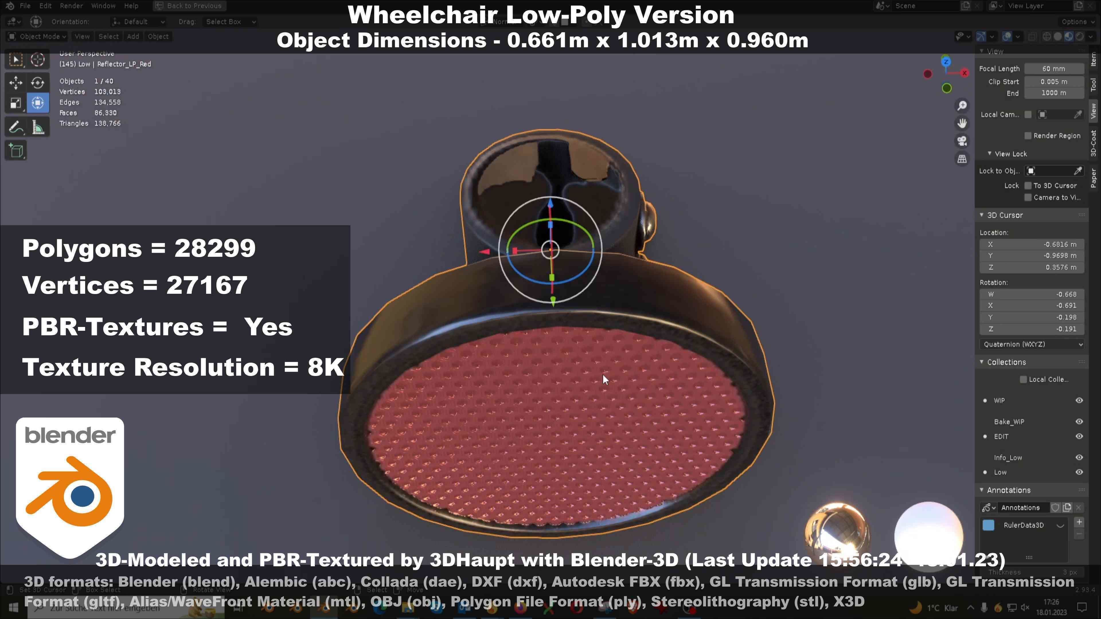 Wheelchair High-Poly and Low-Poly Version 3D Model Collection_56