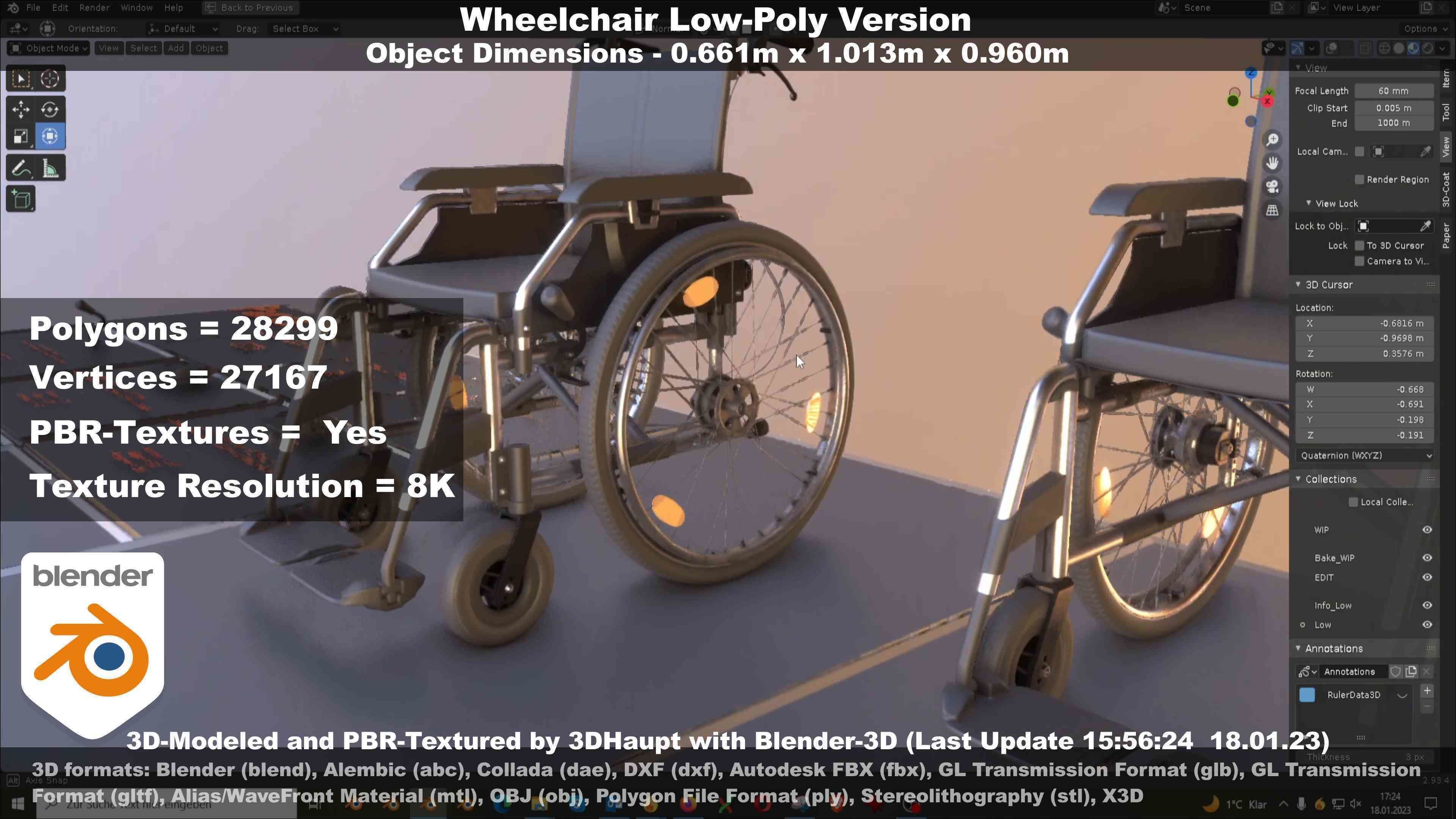 Wheelchair High-Poly and Low-Poly Version 3D Model Collection_38