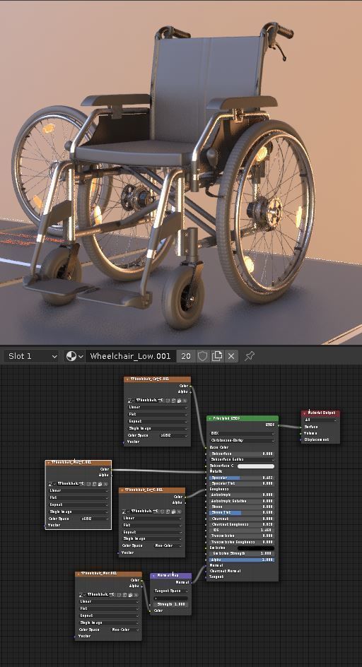 Wheelchair High-Poly and Low-Poly Version 3D Model Collection_28