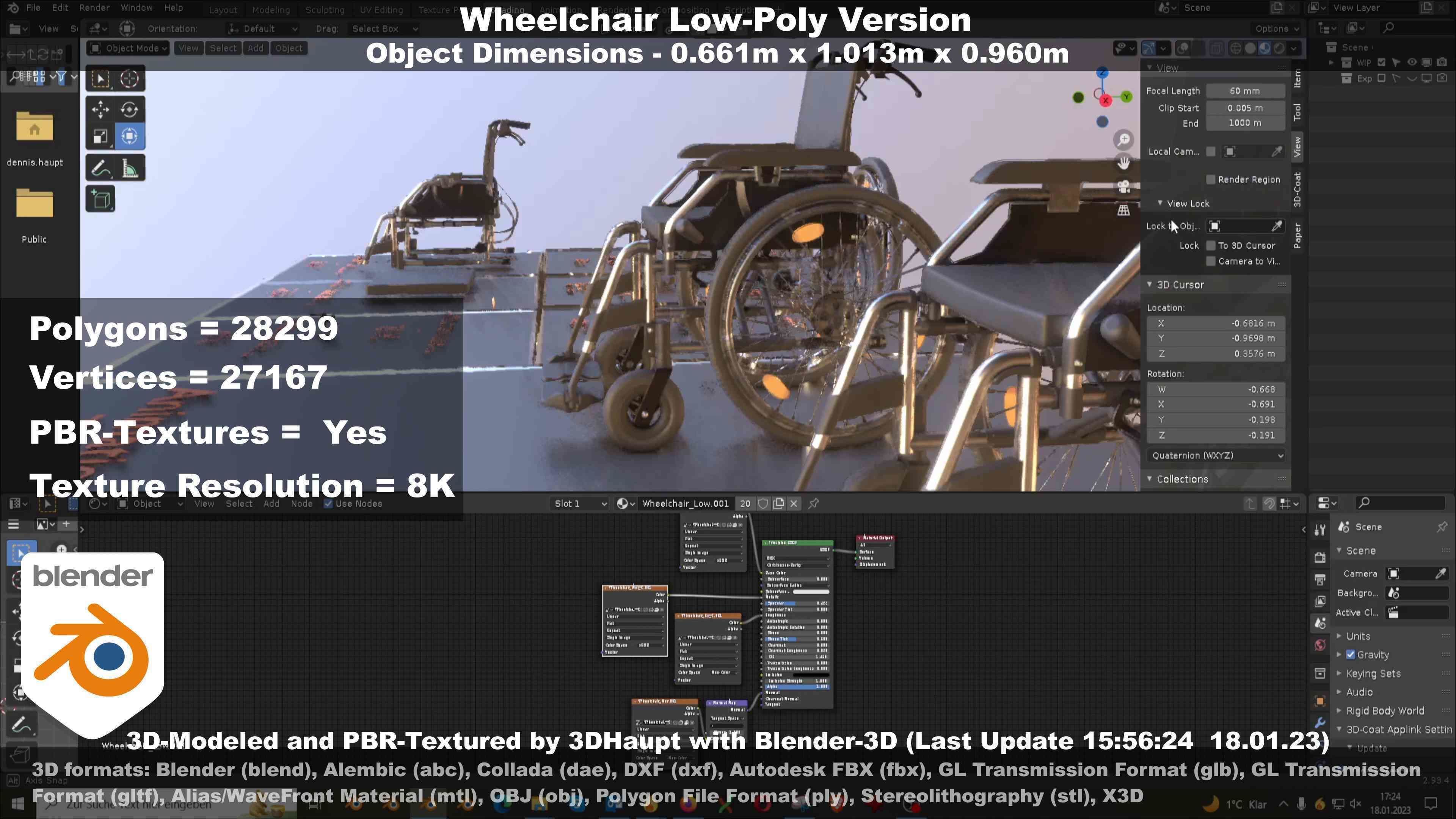 Wheelchair High-Poly and Low-Poly Version 3D Model Collection_69