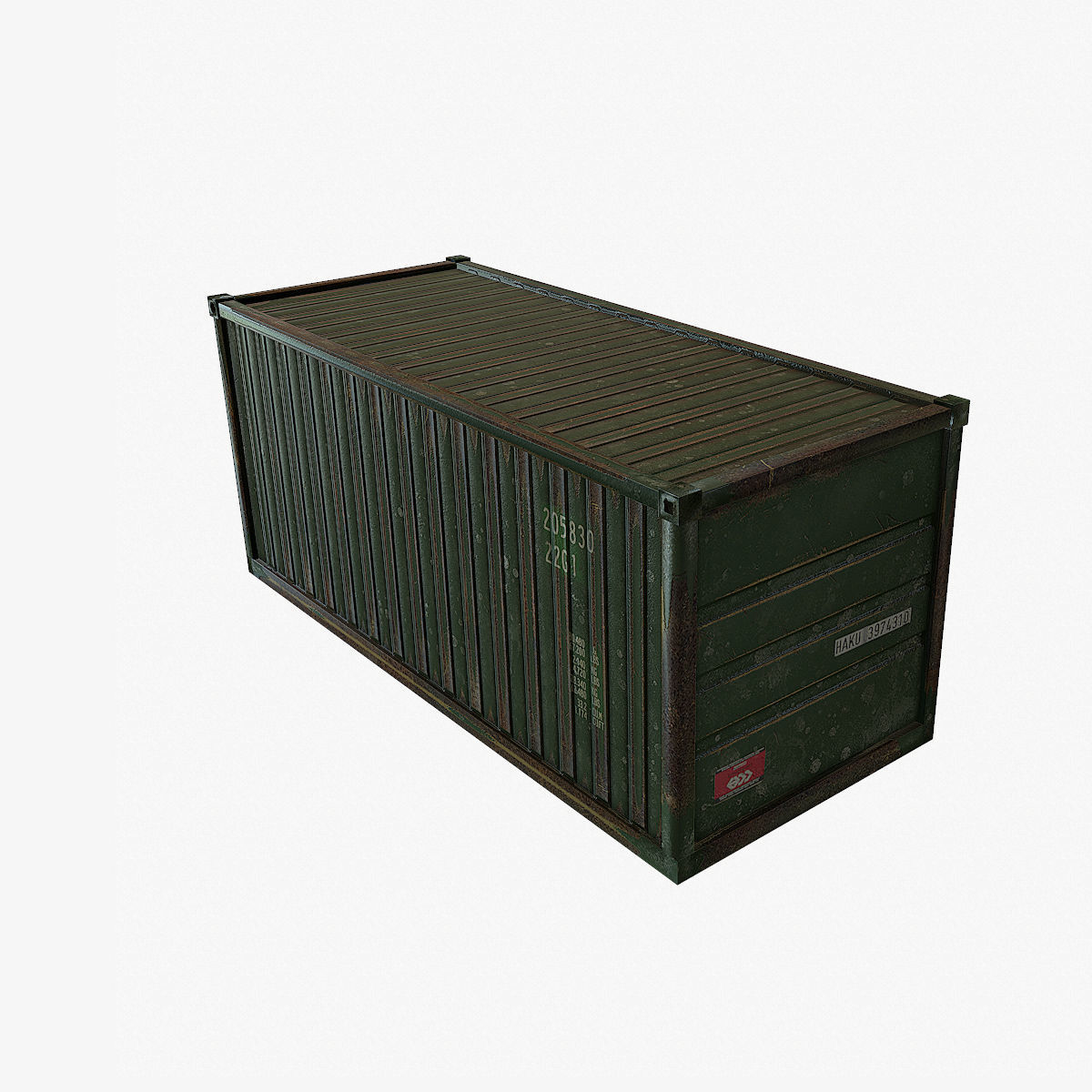 Container 2 shipping Low-poly 3D model_2