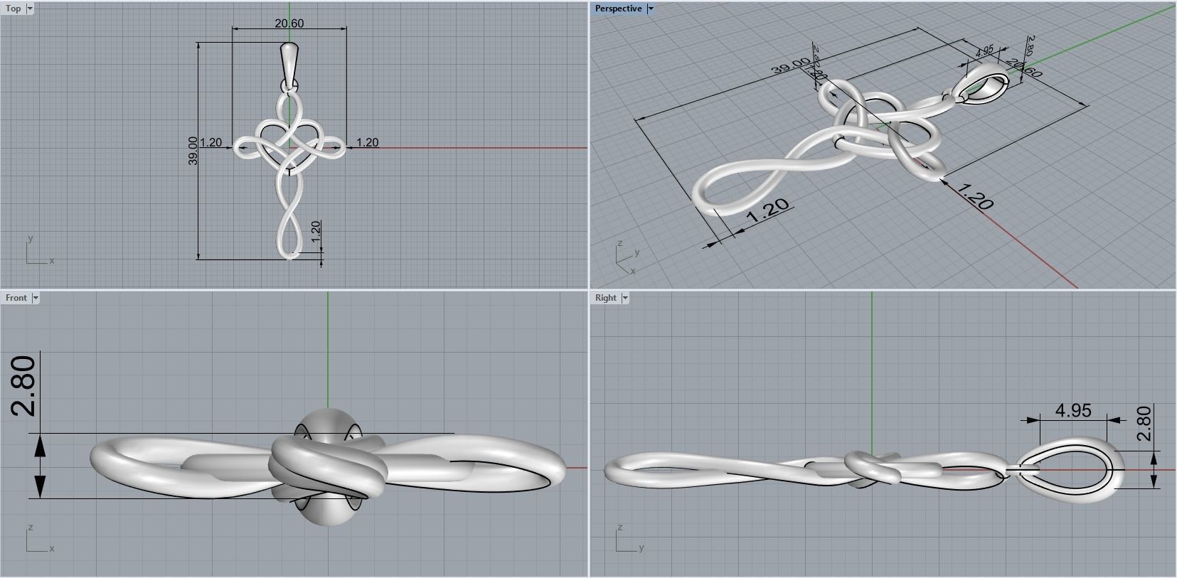 cross pendant 3D print model_9