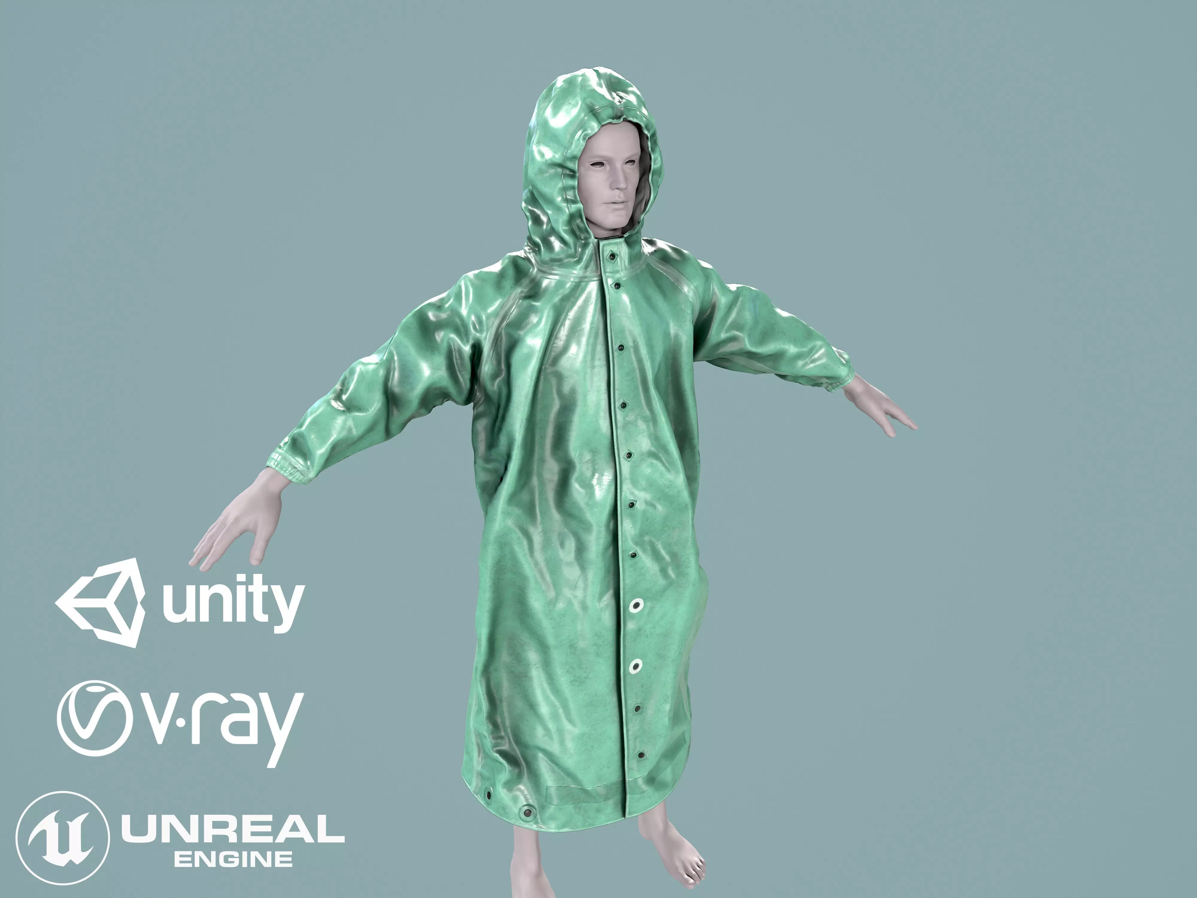 Hazmat raincoat Low-poly 3D model