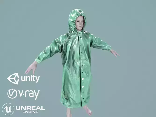 Hazmat raincoat Low-poly 3D model