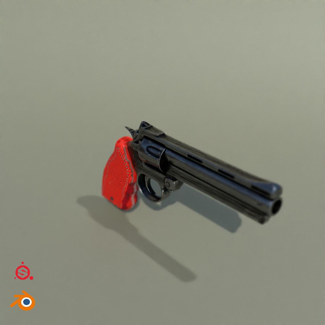 Magnom44 gun with handle Low-poly 3D model_2