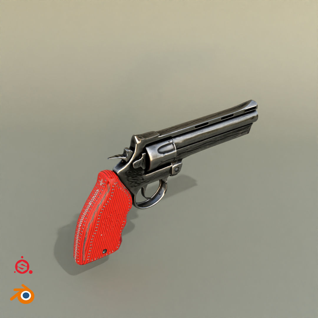 Magnom44 gun with handle Low-poly 3D model_6
