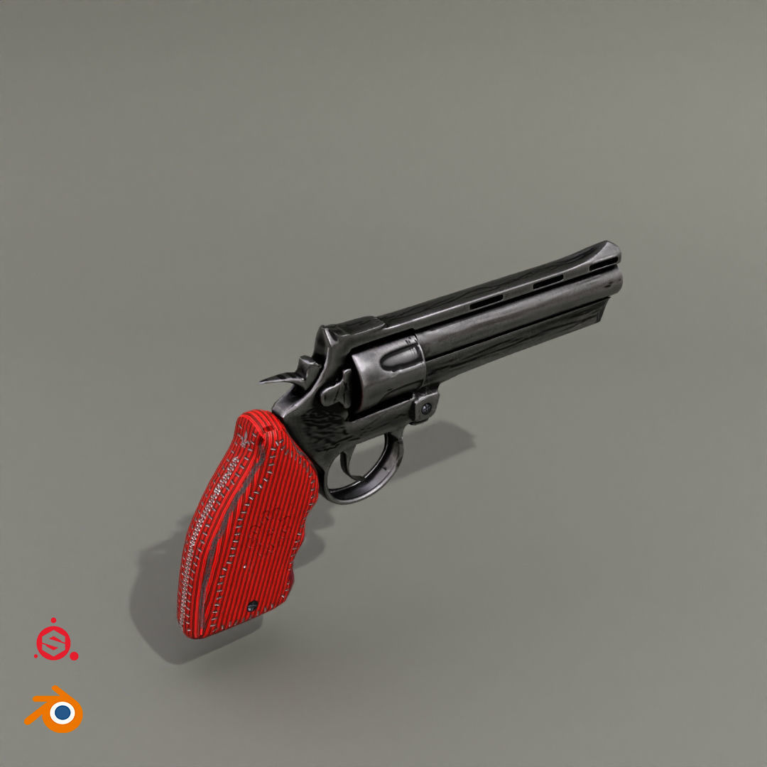 Magnom44 gun with handle Low-poly 3D model_5