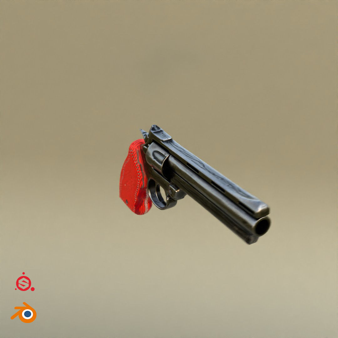 Magnom44 gun with handle Low-poly 3D model_8