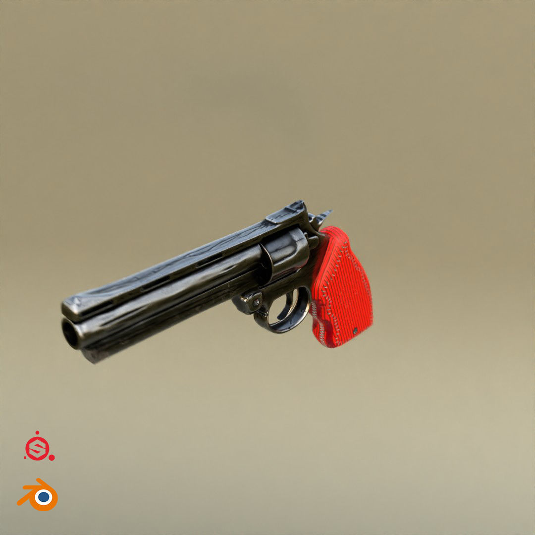 Magnom44 gun with handle Low-poly 3D model_9