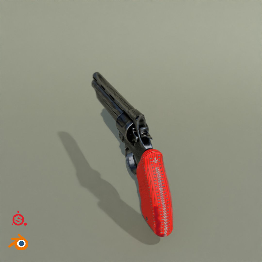 Magnom44 gun with handle Low-poly 3D model_3