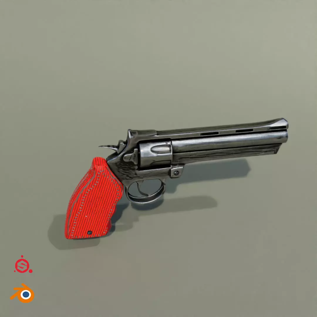 Magnom44 gun with handle Low-poly 3D model_0