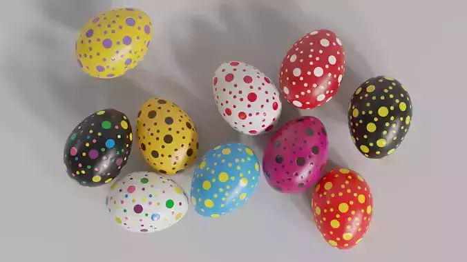 Polka Dot Print Easter Eggs 3D model