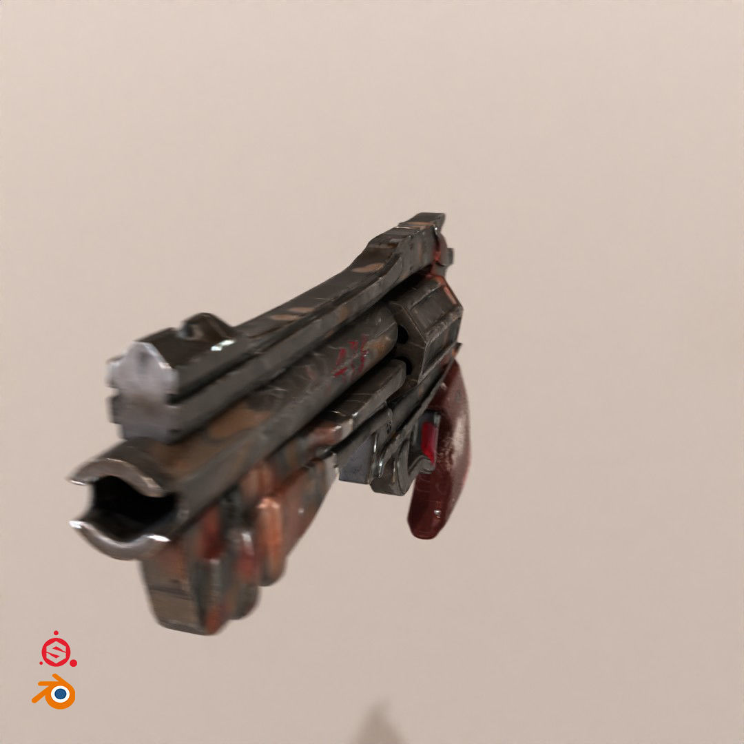 M1-Revolver revolver from game fallout Low-poly 3D model_3