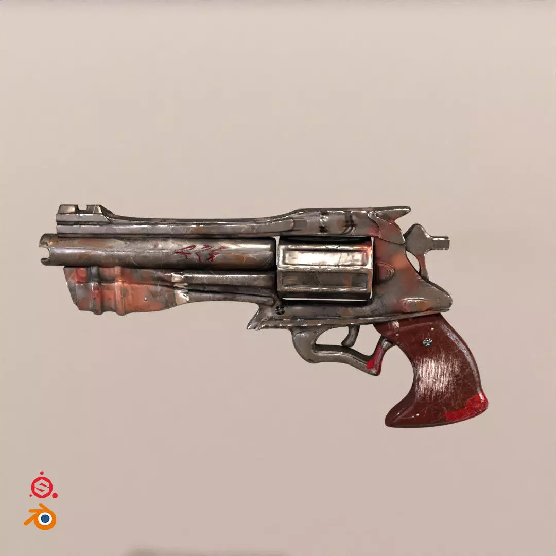 M1-Revolver revolver from game fallout Low-poly 3D model_0