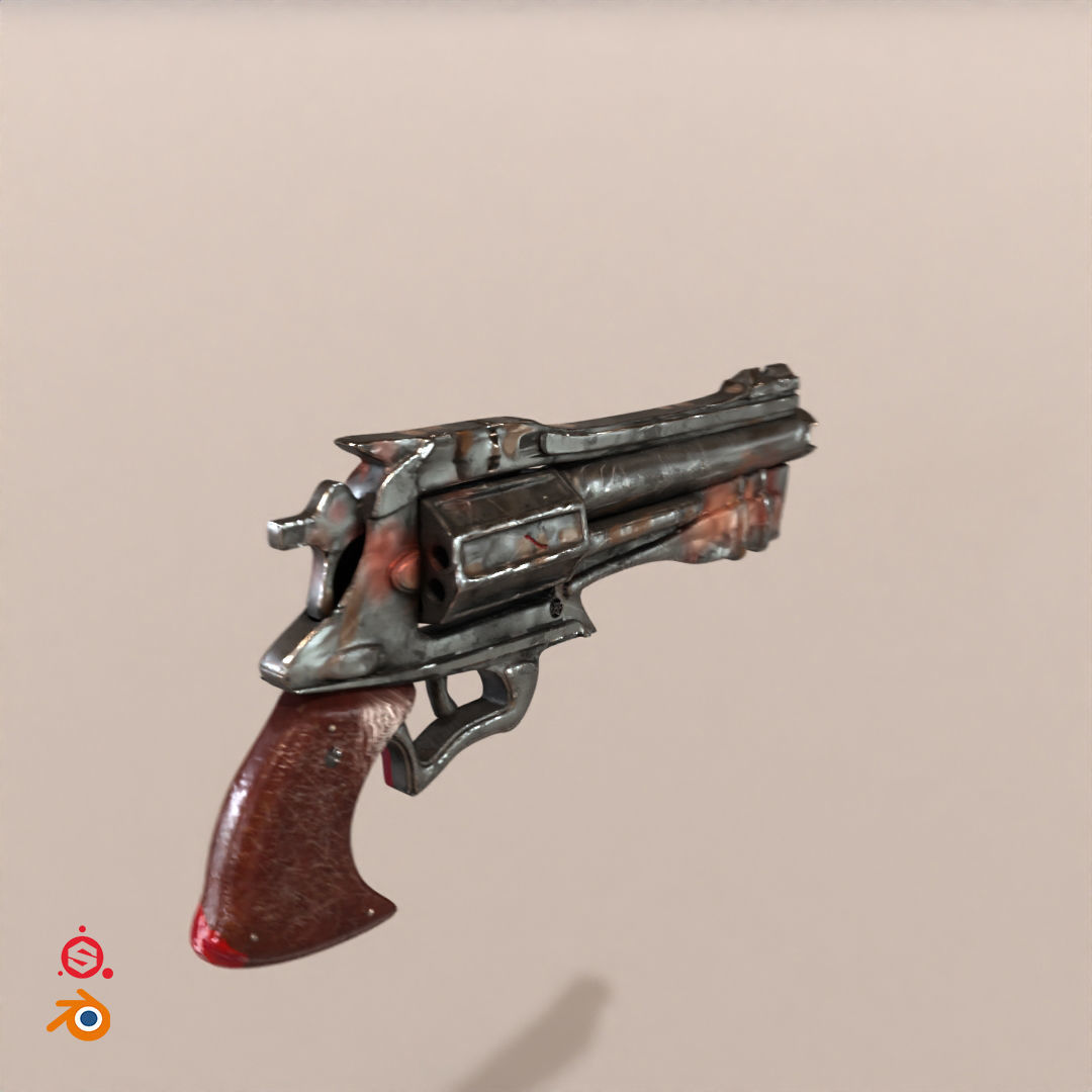M1-Revolver revolver from game fallout Low-poly 3D model_2