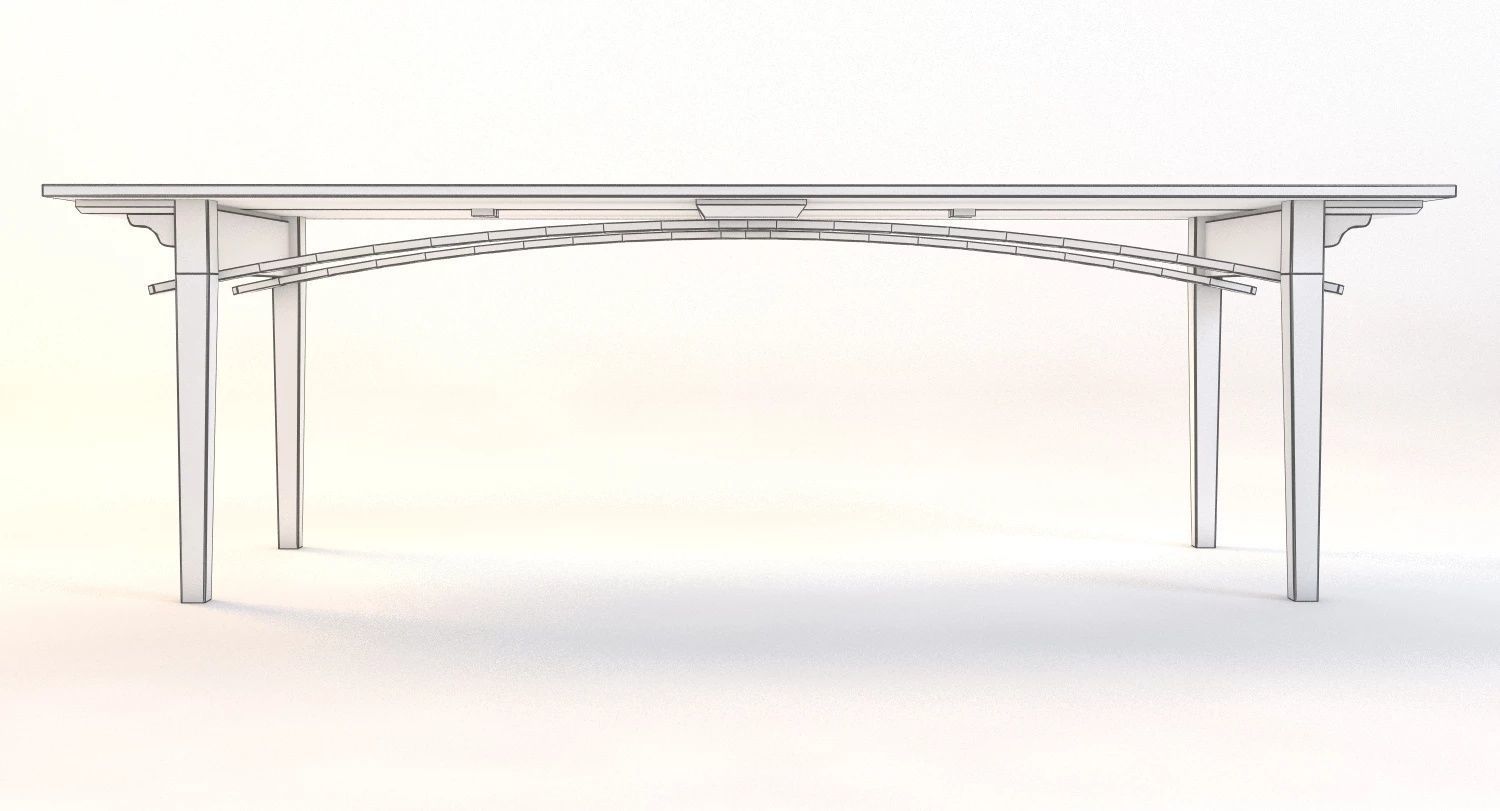 19th Century Two Board Pine Table 3D model_10