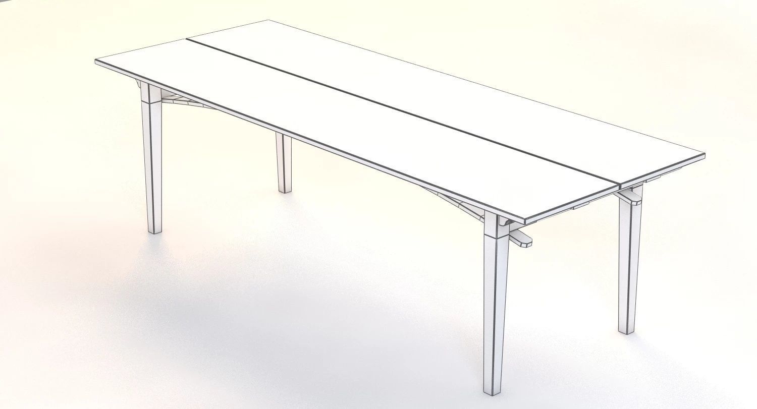 19th Century Two Board Pine Table 3D model_11