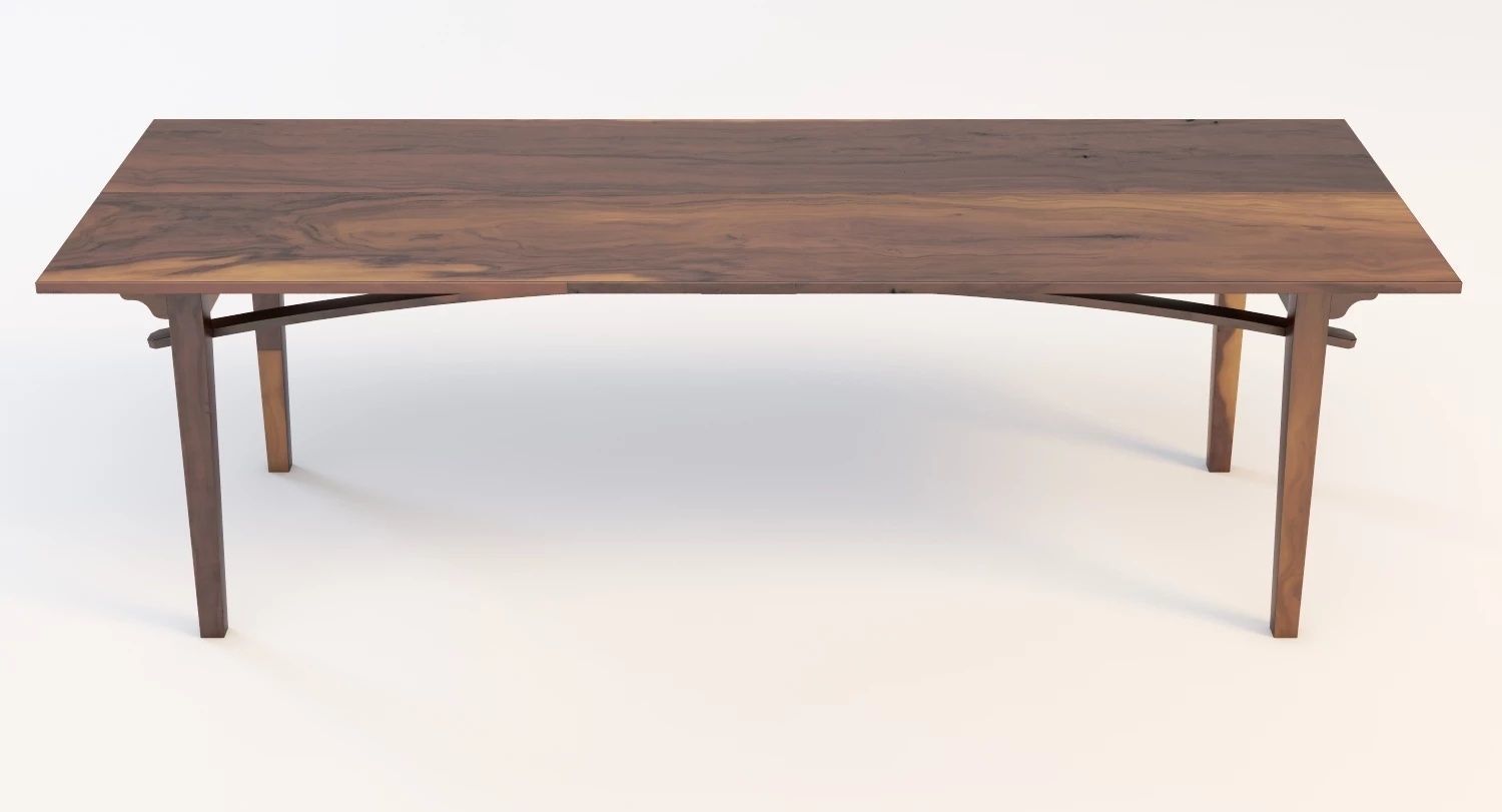 19th Century Two Board Pine Table 3D model_2