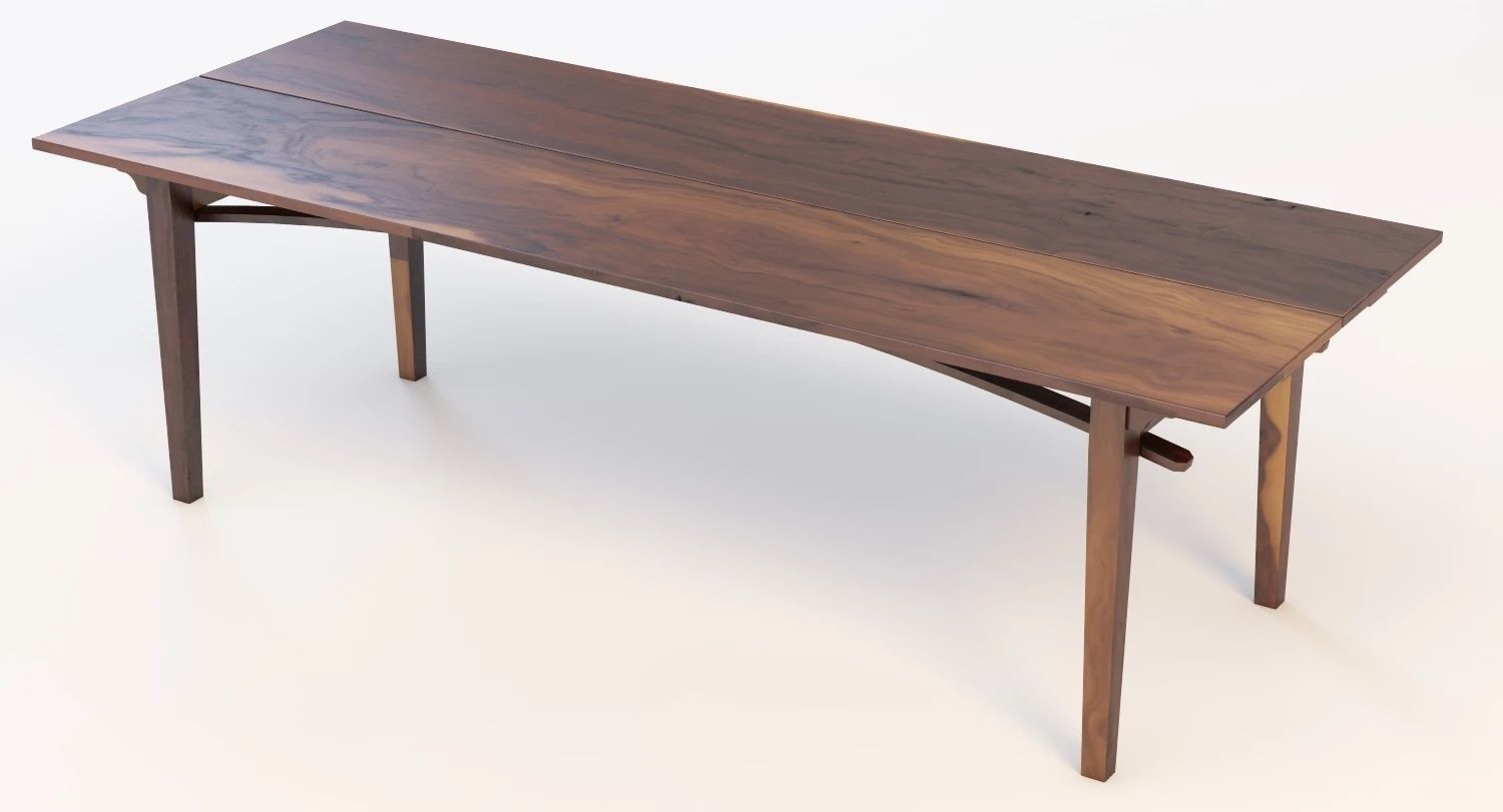 19th Century Two Board Pine Table 3D model_5