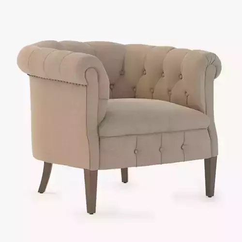 1930S English Tufted Upholstered Tub Chair