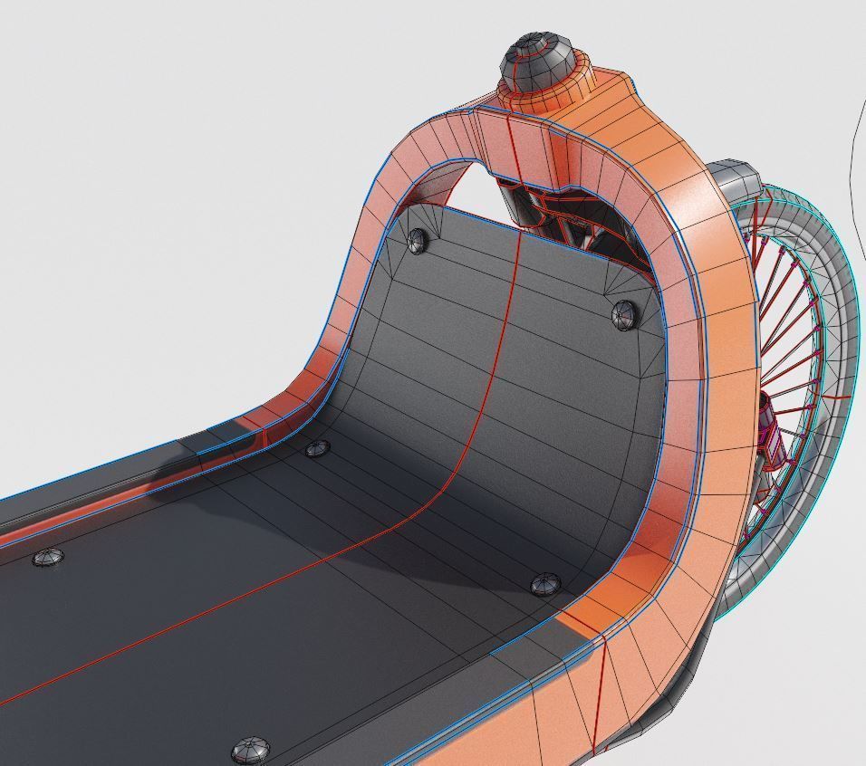 Cargo Bike Orange Low-Poly and Rigged Version  Low-poly 3D model_10