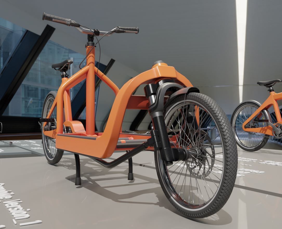 Cargo Bike Orange Low-Poly and Rigged Version  Low-poly 3D model_23