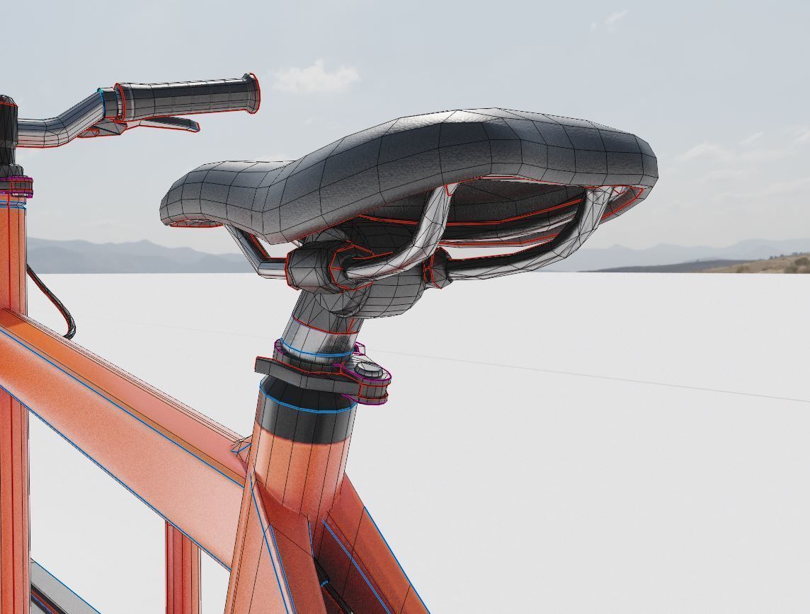 Cargo Bike Orange Low-Poly and Rigged Version  Low-poly 3D model_18