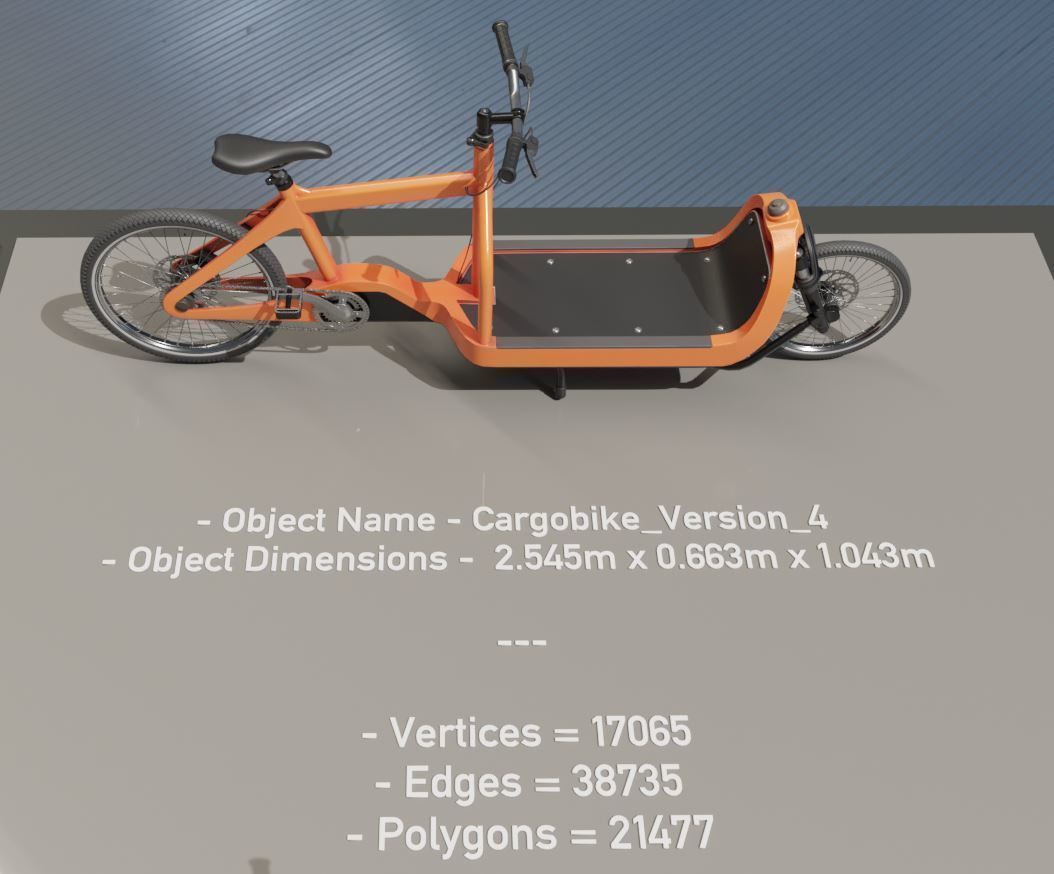 Cargo Bike Orange Low-Poly and Rigged Version  Low-poly 3D model_12