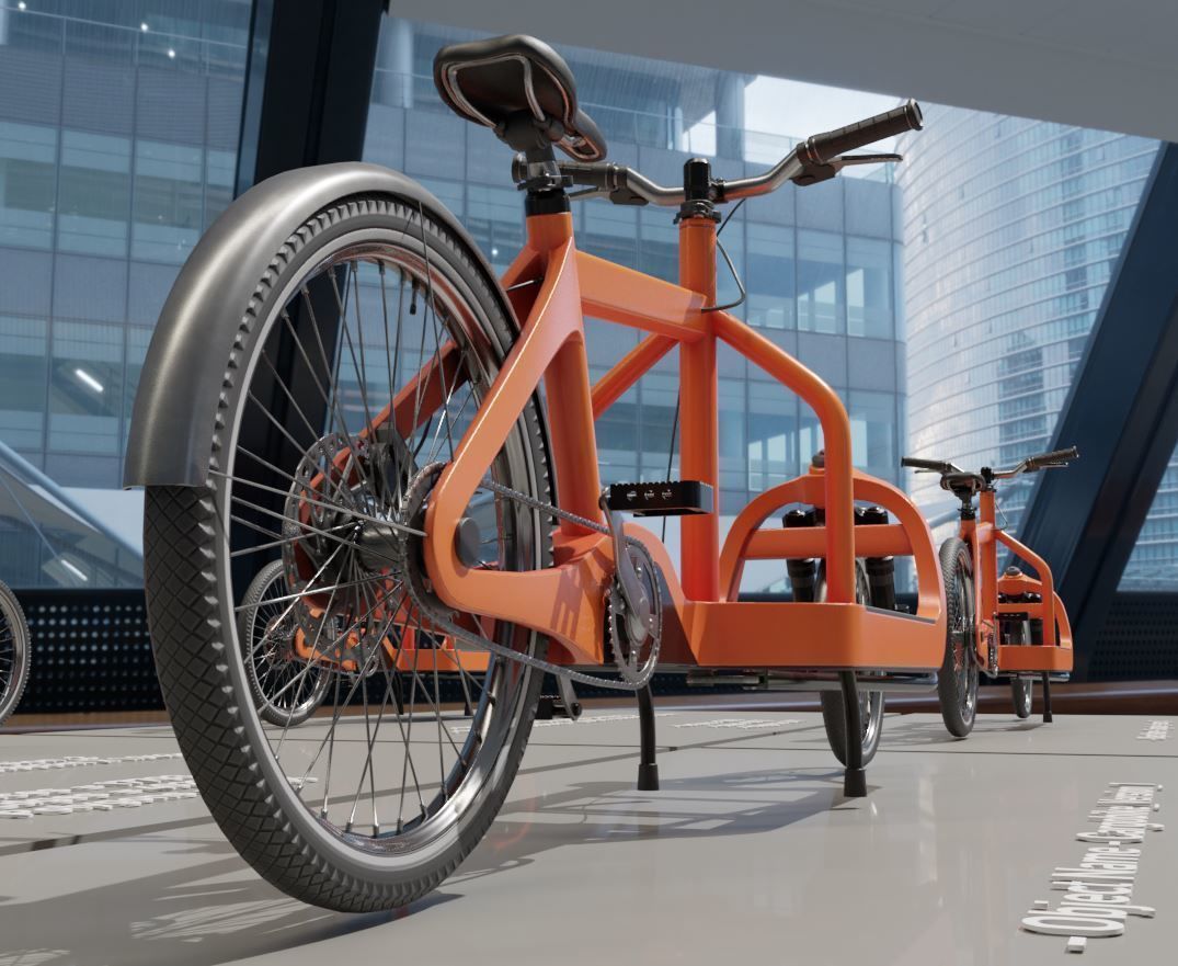 Cargo Bike Orange Low-Poly and Rigged Version  Low-poly 3D model_13