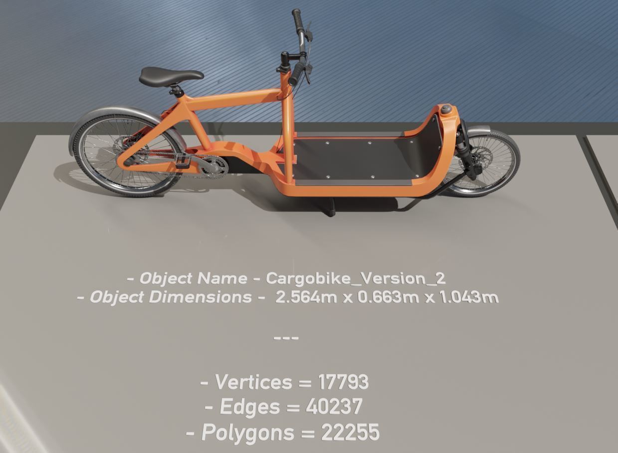 Cargo Bike Orange Low-Poly and Rigged Version  Low-poly 3D model_7