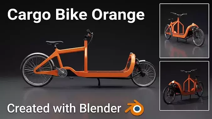 Cargo Bike Orange Low-Poly and Rigged Version 
