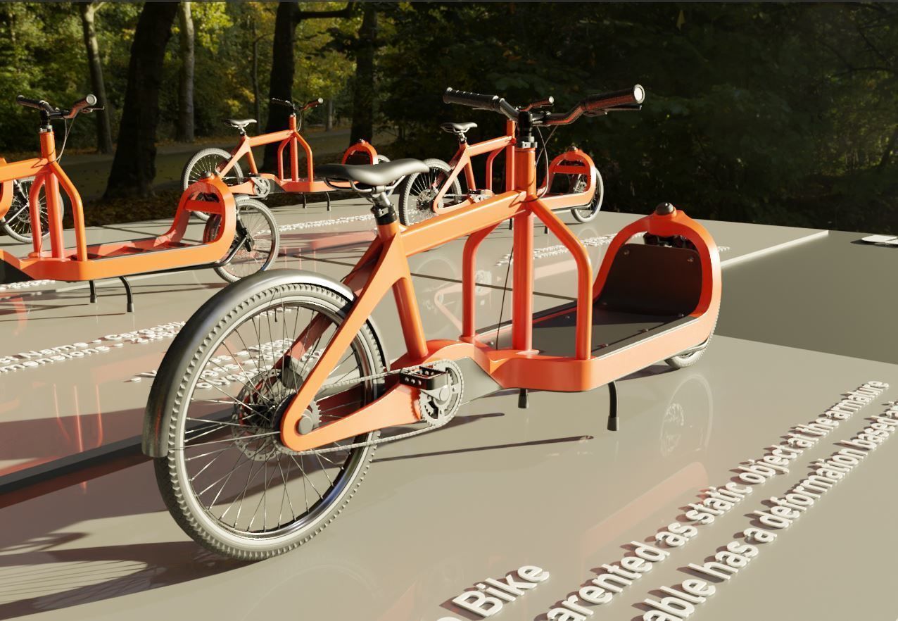 Cargo Bike Orange Low-Poly and Rigged Version  Low-poly 3D model_3